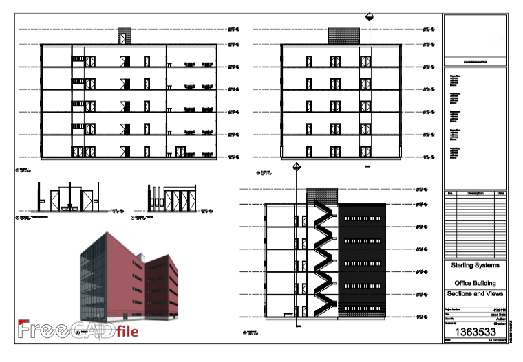 6 Story Corporate Office Building 3D model (4)